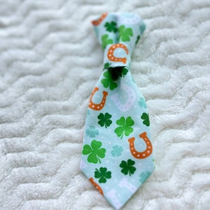 St Patricks day Dog Necktie Green Neck Tie for Dog, Pattys day Dog Lover Puppy Gift Dog Collar Necktie 4 Clover Leaf Shamrock, Cat Neck Tie