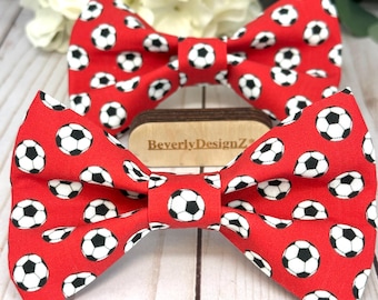 Noeud papillon de football rouge pour chien ou chat, accessoire de chiot noeud de football, cadeau pour maman ou papa chien, tailles très petites à grandes, noeud papillon sport, noeud grand chien