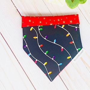 Christmas Lights Dog Bandana, Holiday Slide Over the Collar Dog Bandana, Slip On Winter Dog Bandana,Pet Puppy Gift, Christmas Cat Bandana