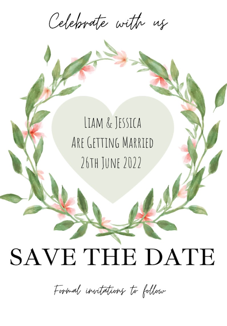 Save the date wedding card and envelope