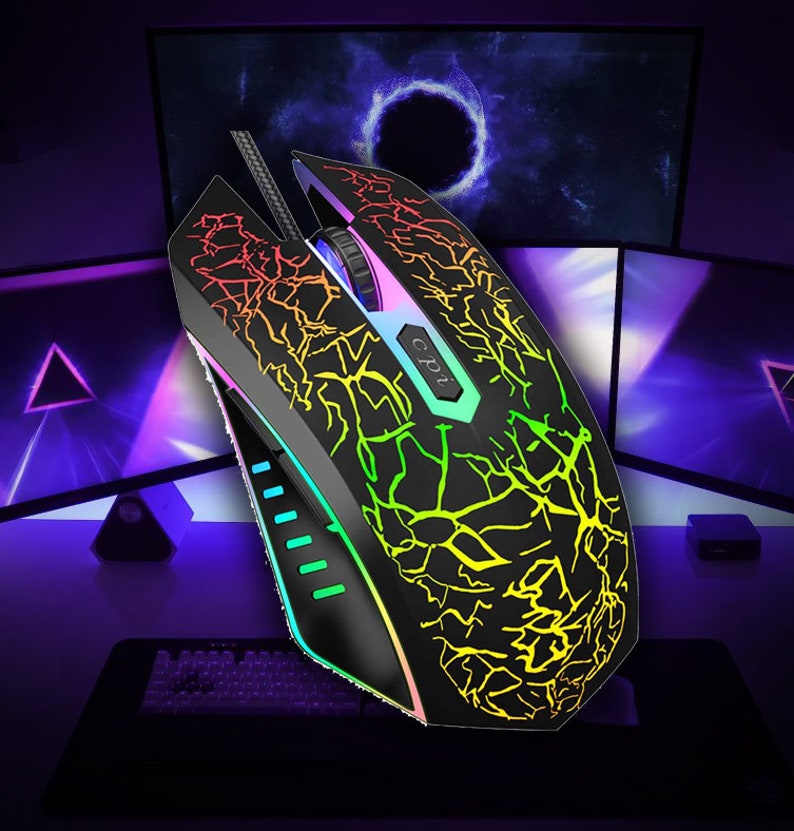LED Rainbow Black Custom Gaming Mouse TheGameGalaxy Etsy