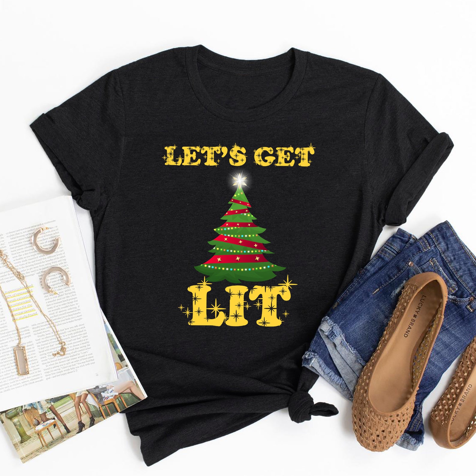 let's get lit shirt christmas