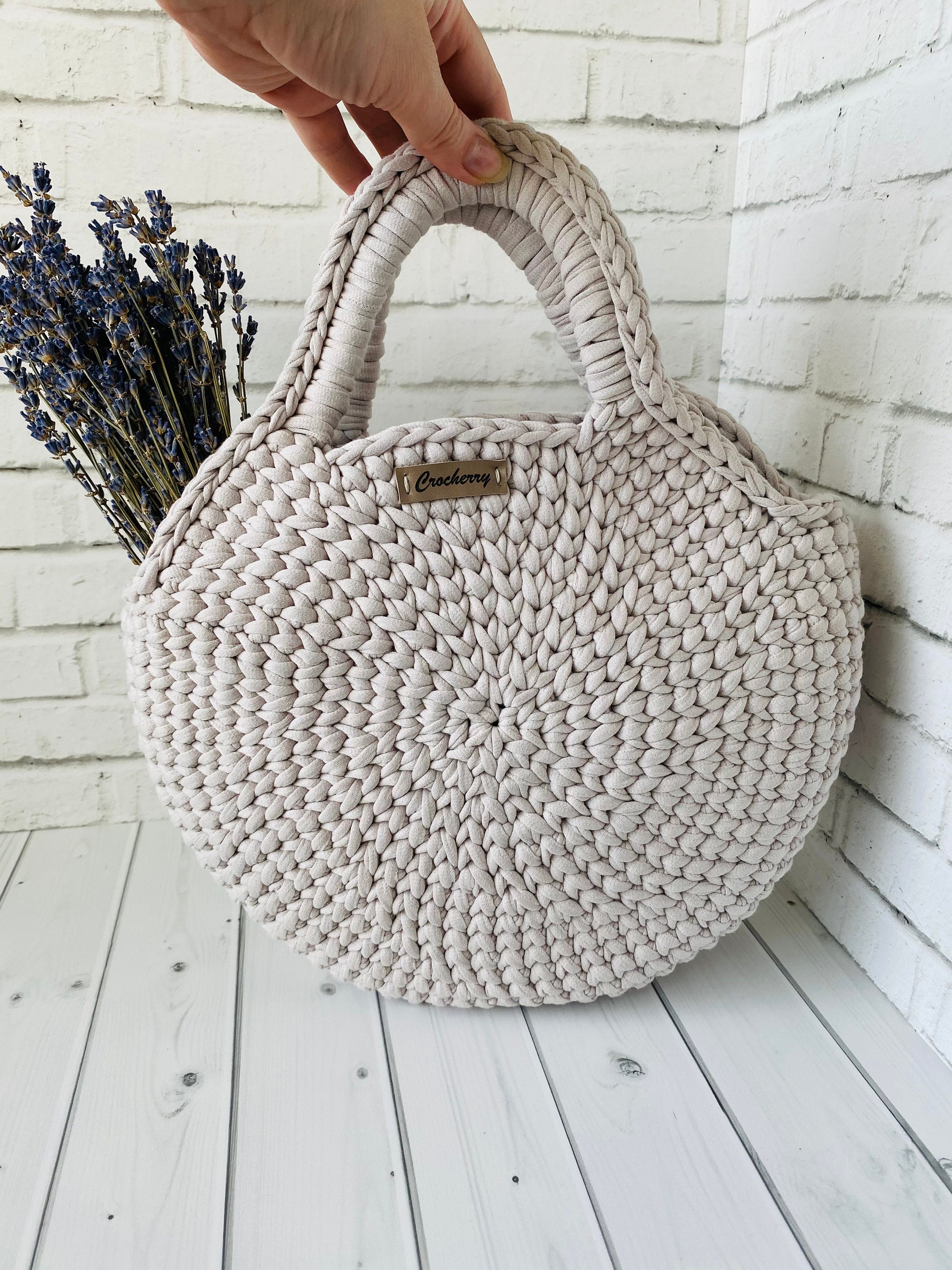Round crochet bag for summer Cotton circle bag for women | Etsy