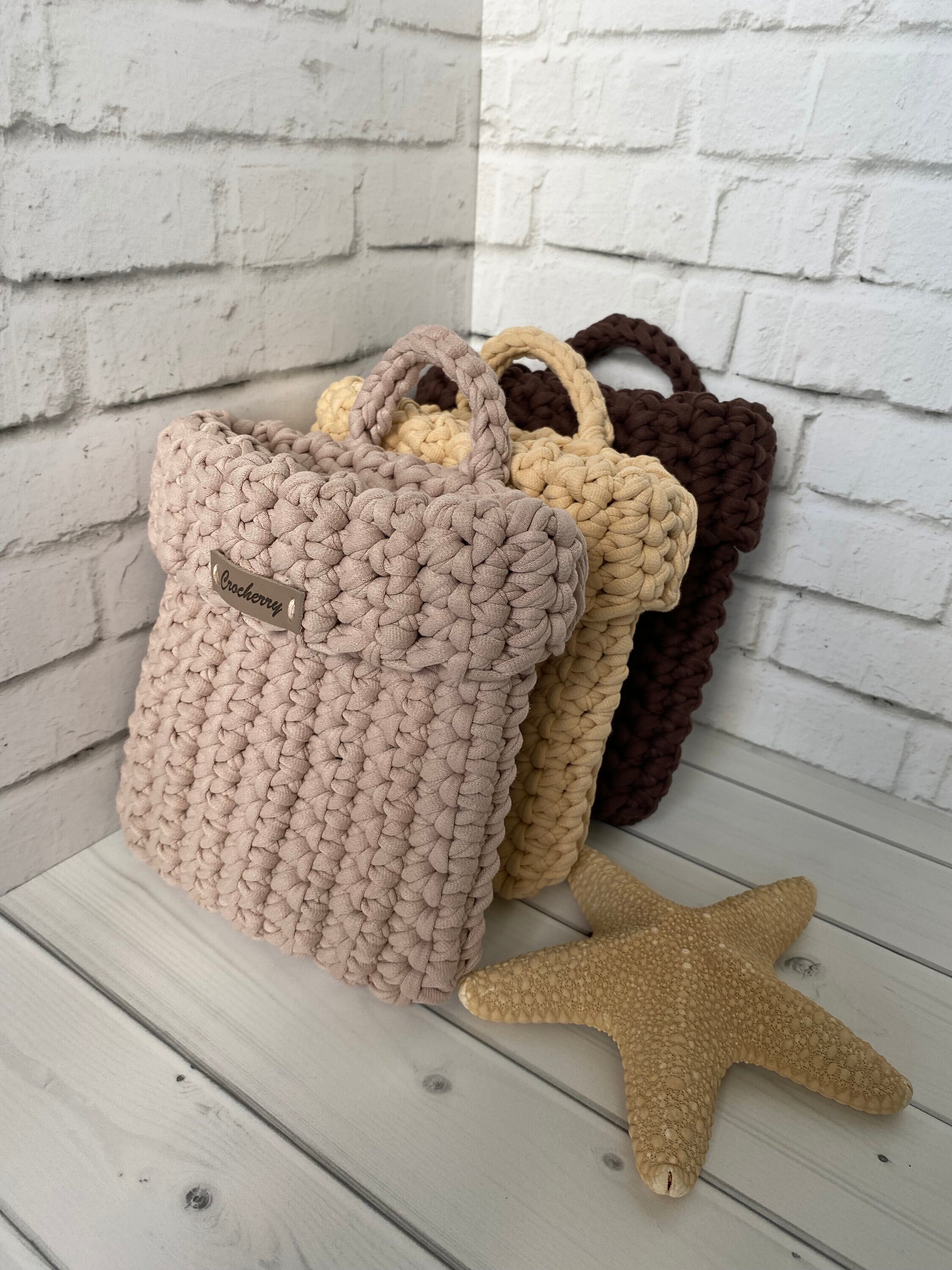 Crochet hanging basket Wall basket Home storage basket Etsy