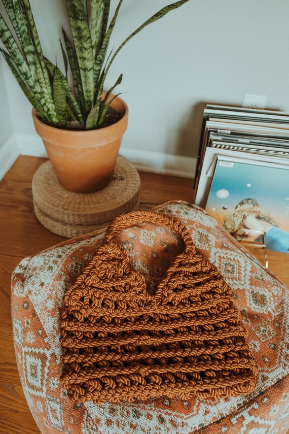 Macrame Handbag, Vintage Shoulder Bag, Handmade Ba