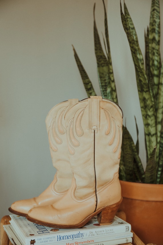 Vintage Frye Cowboy Boots, Vintage Yellow Boots, V