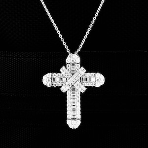 14KT gold baguette diamond cross pendants, diamond cross pendants,1.25 inch diamond cross pendant, luxury cross pendants ,customise pendant