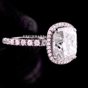 1.75 TW Cushion Cut Colorless Moissanite Ring, 14k white gold engagement ring, Anniversary Gifts, Bridal Ring, High Set Ring, solitaire ring