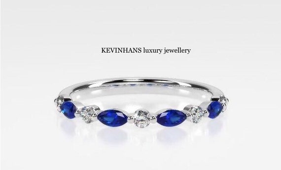 Versailles Sapphire and Diamond Ring 1/8 Ct. Tw. Wedding - Etsy