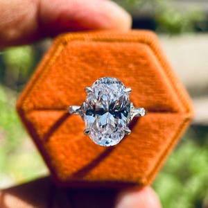 3 CT Ovalschliff Moissanit Ring 14K Weißgold Verlobungsring Milgrain Art-Deco-Ring für Frauen Jahrestag Ring Hochzeitsgeschenk für ihren Geliebten
