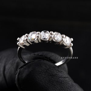 Rose Cut Eternity Band, Alternating Round Rose Cut Moissanite Wedding Band, Stacking Ring, Women&#39;s Wedding Band, engagement Gift, Bridal set