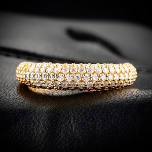5 reihiger mikro pflastern Moissinit Diamant Eternity Band, 14K Gelbgold Ehering, halbes Eternity Band, Diamant Eternity Band, Stapelring,Band
