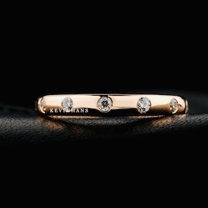 3,00 MM Flush Diamantring, Flush Set Moissanit Diamant Eternity Band, 14K Rose Gold Flush Set Voll Eternity Wedding Band, Zierliche Stapeln