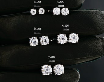 Pendientes de moissanita, pendientes de boda, pendientes con cierre de rosca o presión, pendientes para mujer, pendientes de diamantes de talla redonda para regalo, pendientes de oro.