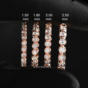 Round Bezel Set Full Eternity Band, Round Moissanite Matching Band, Full Eternity Bezel Wedding Band,Stackable Ring Bridal set Matching Band