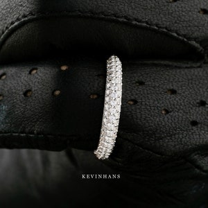 3 reihige mikro pflastern Moissinit Diamant Eternity Band, 14K Weißgold Ehering, halbe Eternity Band, Diamant Eternity Band, Stapelring,Band