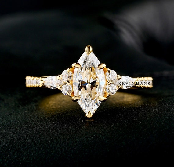 Engagement Ring Anillo Corte Marquesa New Design Marquise Cut