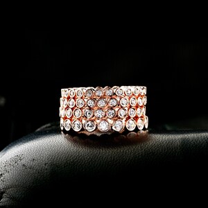 Omlijsting Eternity-trouwring, 14K roségouden Eternity-band, bruidsset verlovingsring Moissanite-diamant stapelbare band, Eternity-band