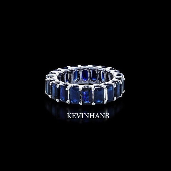 Emerald Cut Eternity Sapphire Ring Etsy