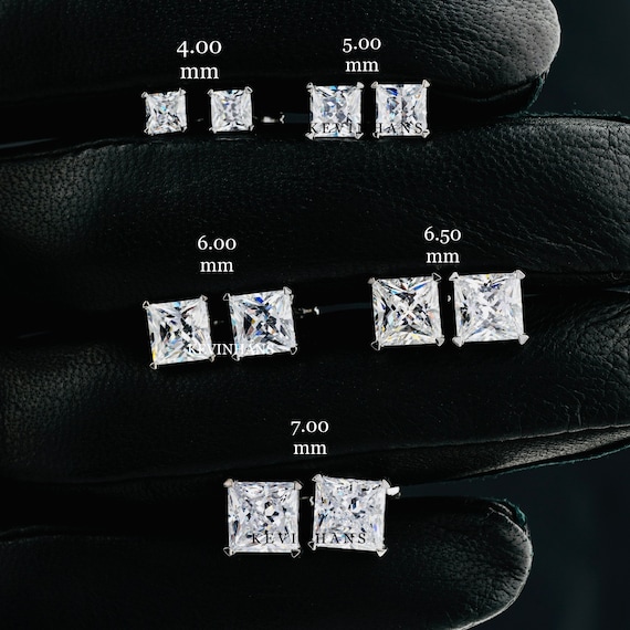 Moissanite Stud Earrings Princess Cut Diamond Earrings screw