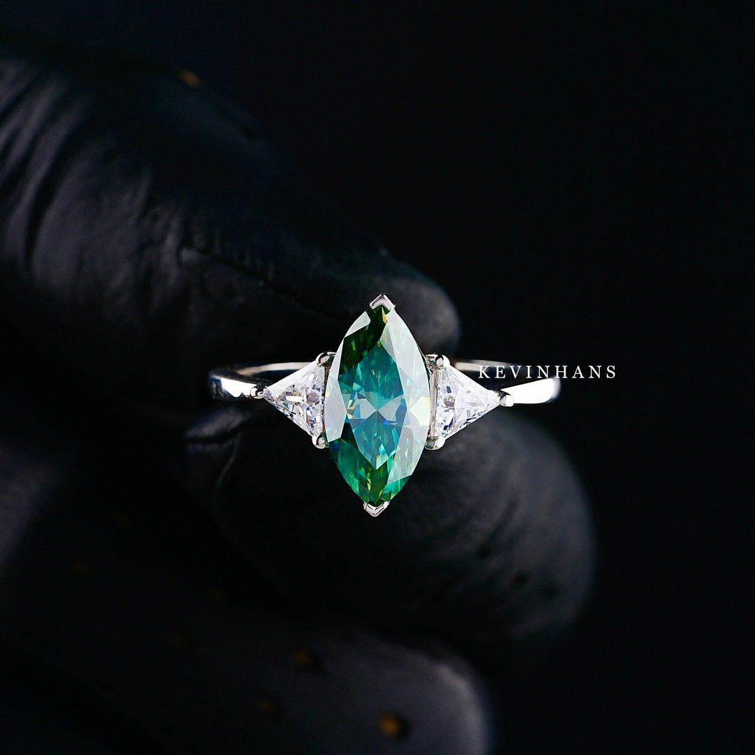 2 Ct Marquise Cut Moissanite Diamond Wedding Ring 10K White Gold Three ...