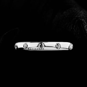 Flush Diamond Ring, 3.00 MM Flush set Moissanite Diamond Eternity Band,14K White Gold Flush Set Fully Eternity Wedding Band, Dainty Stacking