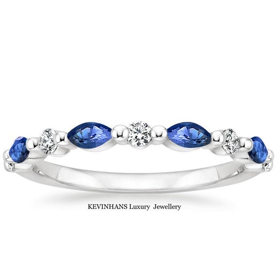 Versailles Sapphire and Diamond Ring 1/8 Ct. Tw. Wedding - Etsy