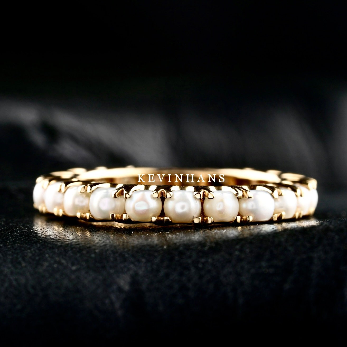 Pearl Eternity Band Etsy