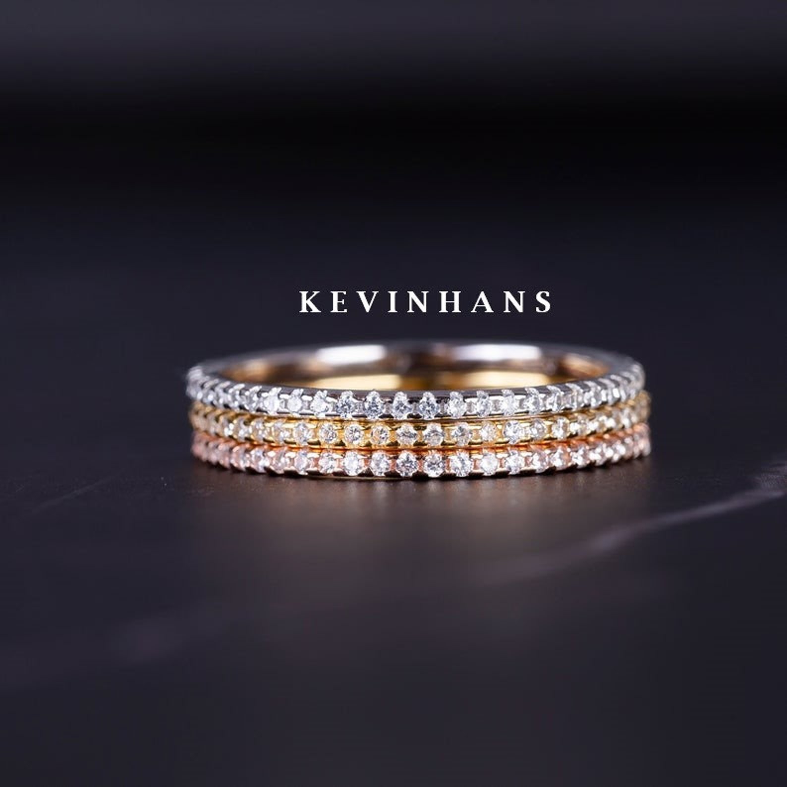 2MM Yellow Gold Eternity Band in 10k/14k/18k Moissanite | Etsy