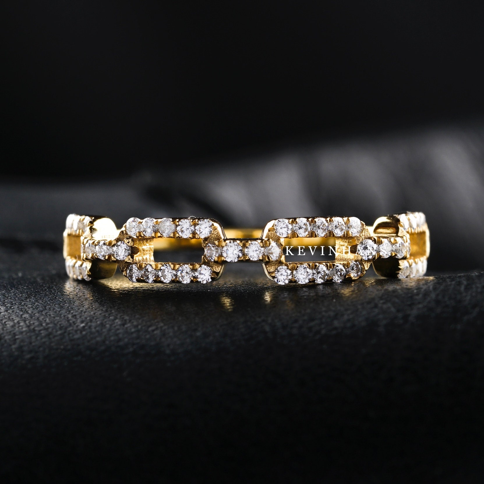 Chain Ring, 14k Solid Gold Ring, Cuban Chain Ring, Stackable Gold Ring ...