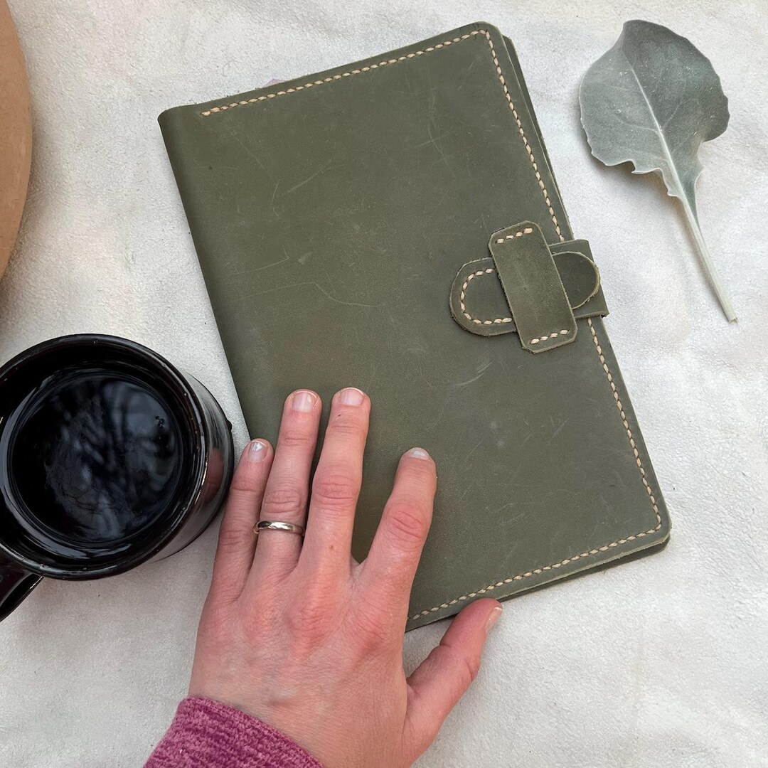 Hand-stitched Green Leather Journal: Refillable A5 Insert - Etsy