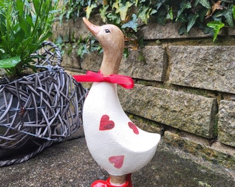 Decorative Duck In Wellies. Hearts. Emma Bridgewater inspired. Home decor. Summer Decor Gifts