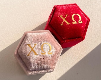 Velvet Badge Box for CHI OMEGA Sorority | Chi O Sorority Gift | Initiation Gift | Bid Day 2025 | Big/Little Gift