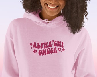 ALPHA CHI OMEGA Embroidered Hoodie, Alpha Chi Sweatshirt, Sorority Merch, Hoodie, Bid Day 2025, Y2K Fashion