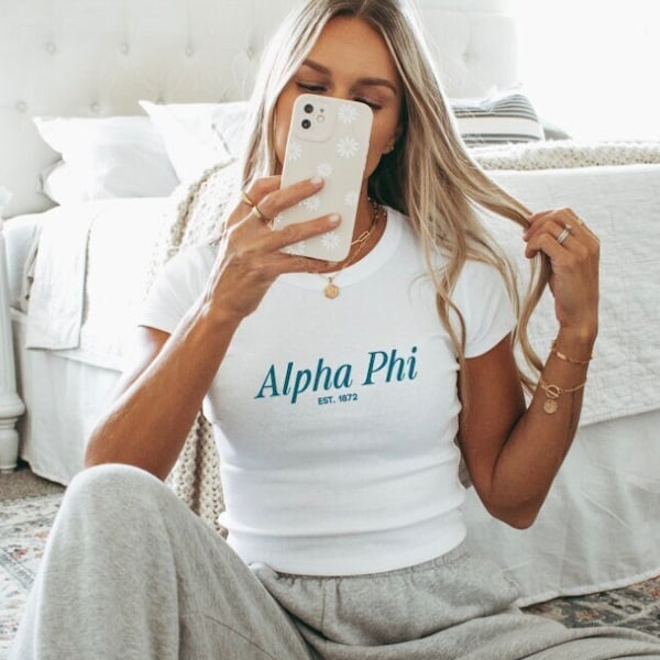 Alpha Phi Baby Tee, Sorority Merch, Big Little Gift, Greek Apparel, Hoodie, Bid Day 2024, Initiation Gift