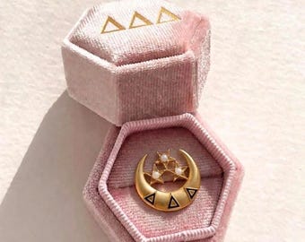 Velvet Badge Box for TRI DELTA Sorority | Tri Delt Sorority Gift | Initiation Present | Bid Day | Big/Little Gift