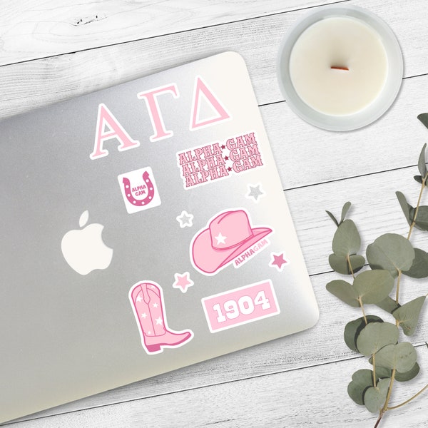 ALPHA GAMMA DELTA Cowgirl Sticker Pack Pink Sorority Bid Day 2024, Rush Merch, Big Little Gift