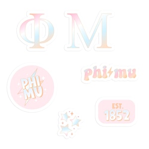PHI MU Sorority Sticker Pack Blue/Pink Gradient, Bid Day 2025, Big Little Gift, Rush Merch, Laptop Stickers