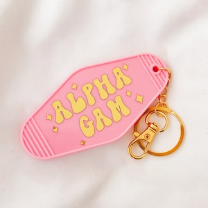 ALPHA GAMMA DELTA Retro Motel Keychain with Gold Vinyl Foil | Bid Day 2025, Big Little Gift, Rush Merch, Agd Gift