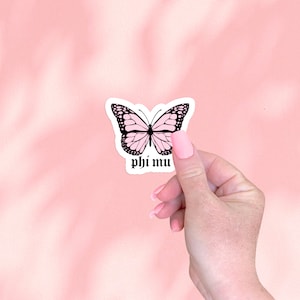 PHI MU Pink Butterfly Sticker