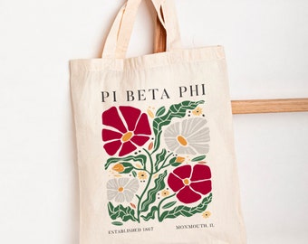PI BETA PHI Tote Bag with Boho Floral Pattern | Pi Phi Tote, Sorority Merch, Hoodie, Bid Day 2025, Gift
