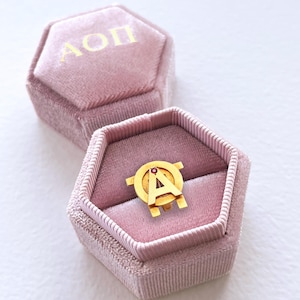 Samt Box für ALPHA OMICRON PI Sorority | Aoii Schwesternschaft Geschenk | Einweihungsgeschenk | Bid Tag 2025 | Großes/Kleines Geschenk | Alpha O Präsent