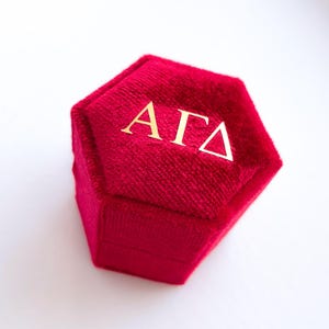 Velvet Badge Box for ALPHA GAMMA DELTA Sorority | Agd Sorority Gift | Initiation Gift | Bid Day / Big Little Gift Red