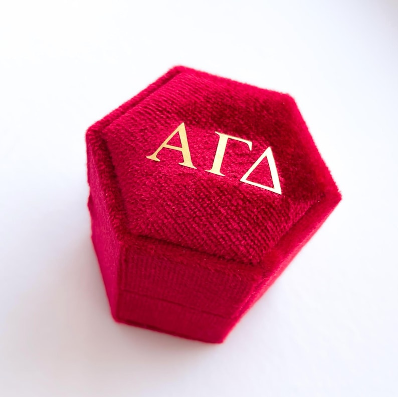 Velvet Badge Box for ALPHA GAMMA DELTA Sorority | Agd Sorority Gift | Initiation Gift | Bid Day / Big Little Gift Red