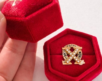 Samt Box für CHI OMEGA Schwesternschaft | Chi O Schwesternschaft Geschenk | Einweihungsgeschenk | Bid Tag 2025 | Großes/Kleines Geschenk