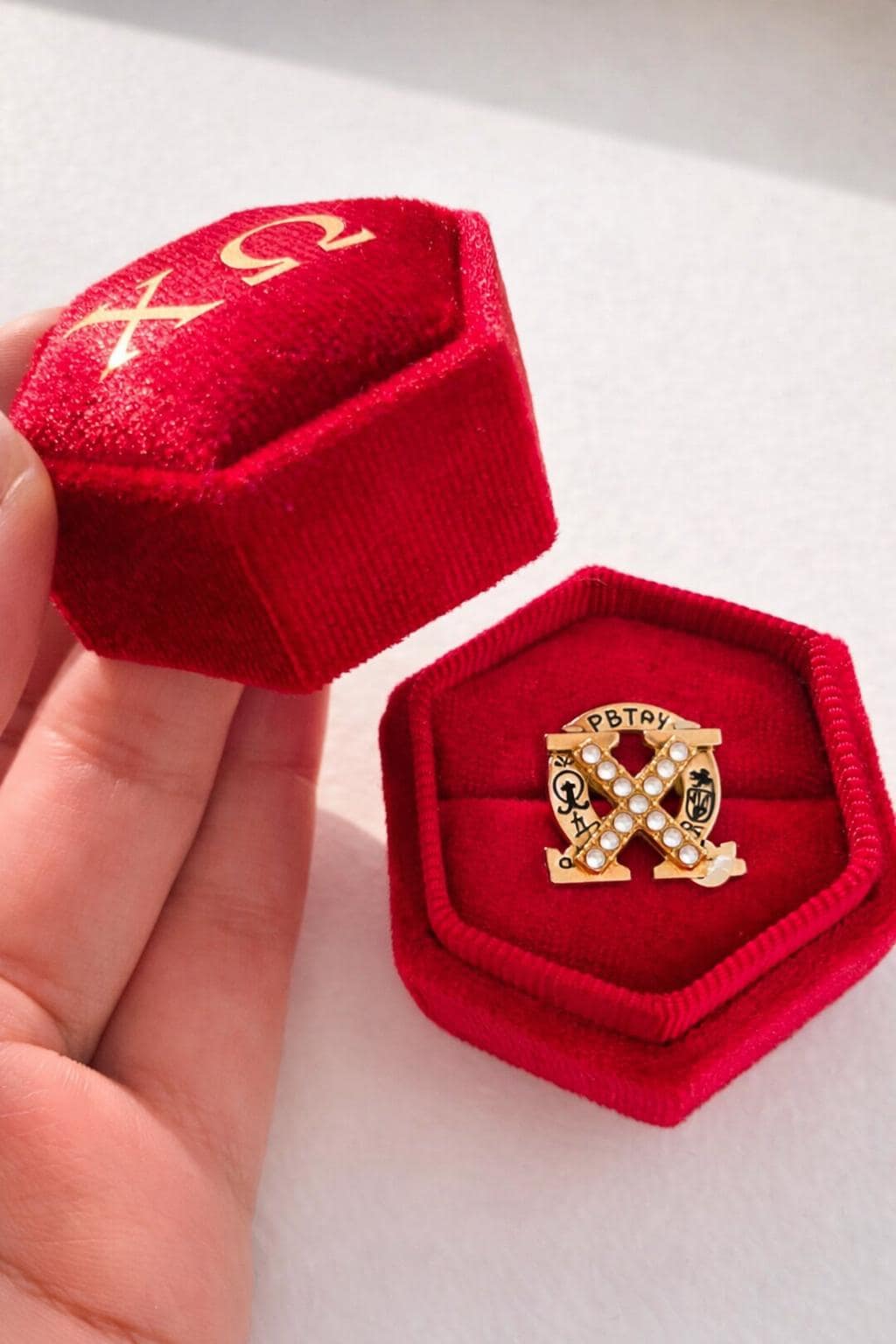 Velvet Badge Box for CHI OMEGA Sorority Chi O Sorority Gift Initiation Gift Bid Day 2025 Big/Little Gift