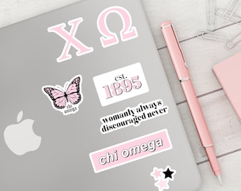 CHI OMEGA Pink Sticker Pack in Pink Bid Day 2025, Sorority Rush Merch, Big Little Gift