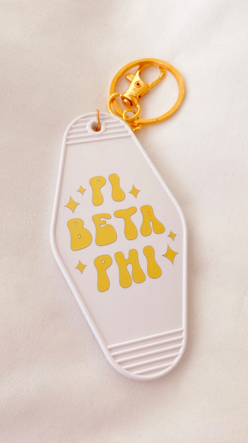 PI BETA PHI Retro Motel Keychain With Gold Vinyl Foil | Bid Day 2025 ...