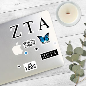 ZETA TAU ALPHA Sticker Pack Blue/Black for Laptop, Bid Day 2025, Big Little Gift, Rush Merch