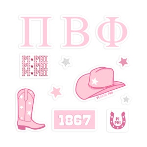 PI BETA PHI Sorority Sticker Pack Pink Cowgirl | Big Little Gift, Bid Day 2024, Rush Merch, Laptop Sticker, Stationery